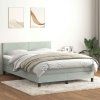 Box spring postel s matrací a LED 160x210 cm samet [3316695] (Barva Světle šedá)