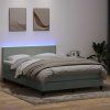 Box spring postel s matrací a LED 160x210 cm samet [3316695] (Barva Světle šedá)