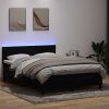 Box spring postel s matrací a LED 160x210 cm samet [3316695] (Barva Světle šedá)