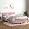 Box spring postel s matrací a LED 160x210 cm samet [3317084] (Barva Růžová)