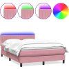 Box spring postel s matrací a LED 160x210 cm samet [3317084] (Barva Růžová)