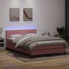 Box spring postel s matrací a LED 160x210 cm samet [3317084] (Barva Růžová)