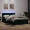 Box spring postel s matrací a LED 160x210 cm samet [3317177] (Barva Černá)