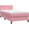 Box spring postel s matrací a LED 80x210 cm samet [3316669] (Barva Tmavě moddrá)