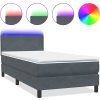 Box spring postel s matrací a LED 90x220 cm samet [3316719] (Barva Světle šedá)