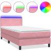 Box spring postel s matrací a LED 90x220 cm samet [3316719] (Barva Světle šedá)