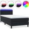 Box spring postel s matrací a LED 90x220 cm samet [3316719] (Barva Světle šedá)
