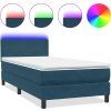 Box spring postel s matrací a LED 90x220 cm samet [3316719] (Barva Světle šedá)