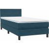 Box spring postel s matrací a LED 90x220 cm samet [3316719] (Barva Světle šedá)