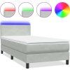 Box spring postel s matrací a LED 90x220 cm samet [3316719] (Barva Světle šedá)