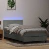 Box spring postel s matrací a LED 90x220 cm samet [3316719] (Barva Světle šedá)