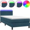 Box spring postel s matrací a LED 80x210 cm samet [3317050] (Barva Tmavě šedá)