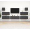 7dílný set TV skříněk dřevotříska [3078818] (Barva Černá)