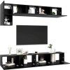 5dílný set TV skříněk dřevotříska [3078799] (Barva Černá)