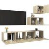 4dílný set TV skříněk dřevotříska [3078840] (Barva Černá)