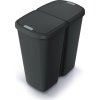 Odpadkový koš Prosperplast COMPACTA Q DUO, 45 l recyklovaná černá s černým víkem [611432]