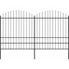 Zahradní plot s kopím nahoře ocelový 359 x 200 cm [277749] (Barva Černá)