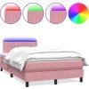 Box spring postel s matrací a LED 120x220 cm samet [3317115] (Barva Světle šedá)