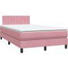 Box spring postel s matrací a LED 120x220 cm samet [3317115] (Barva Světle šedá)