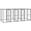 Venkovní psí kotec ocel 9,68 m² [3082262] (Barva Černá)