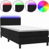 Box spring postel s matrací a LED 80x220 cm samet [3317099] (Barva Černá)
