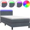 Box spring postel s matrací a LED 80x220 cm samet [3317099] (Barva Černá)