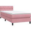 Box spring postel s matrací a LED 80x220 cm samet [3317197] (Barva Tmavě moddrá)