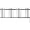 Zahradní plot s hroty ocelový 3,4 x 1,2 m [277621] (Barva Černá)