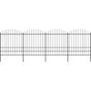 Zahradní plot s kopím nahoře ocelový 714,5 x 200 cm [277751] (Barva Černá)
