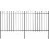 Zahradní plot s obloukem nahoře ocelový 359 x 150 cm [277675] (Barva Černá)