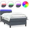 Box spring postel s matrací a LED 80x210 cm samet [3316857] (Barva Světle šedá)