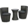 3dílný bistro set s poduškami polyratan [43111] (Barva Hnědá)