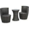 3dílný bistro set s poduškami polyratan [43111] (Barva Hnědá)