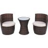 3dílný bistro set s poduškami polyratan [43111] (Barva Hnědá)