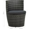 3dílný bistro set s poduškami polyratan [43111] (Barva Hnědá)