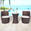 3dílný bistro set s poduškami polyratan [43111] (Barva Hnědá)