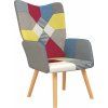 Relaxační křeslo patchwork textil [328195] (Barva Černá)