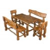 OM-101 zahradní sestava (1x stůl + 2x lavice + 2x židle) brunat