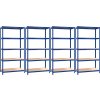 5patrové úložné regály 4 ks ocel a kompozitní dřevo [3154176] (Barva Modrá)