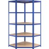 5patrový rohový regál ocel a kompozitní dřevo [152889] (Barva Modrá)