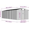 Zahradní domek 257 x 580 x 181 cm kovový [143353] (Barva Šedá)