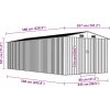 Zahradní domek 257 x 580 x 181 cm kovový [143353] (Barva Šedá)