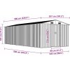 Zahradní domek 257 x 580 x 181 cm kovový [143353] (Barva Šedá)