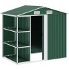 Zahradní domek s regálem 205 x 130 x 183 cm železo [47104] (Barva Zelená)