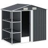 Zahradní domek s regálem 205 x 130 x 183 cm železo [47104] (Barva Zelená)