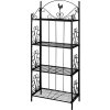 Kovový stojan na květiny s policemi - 61,5 x 33 x 153 cm - [40780] (Barva Černá)
