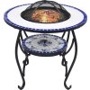 Mozaikový stolek s ohništěm a bílý 68 cm keramika [46724] (Barva Modrá)