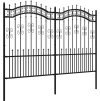 Zahradní plot s kopím nahoře 240 x 150 cm, práškově lakovaná ocel [151087] (Barva Černá)