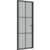 Interiérové dveře 76 x 201,5 cm bílé ESG sklo a hliník [350556] (Barva Černá a mléčná)
