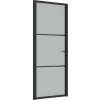 Interiérové dveře 83 x 201,5 cm bílé matné sklo a hliník [350561] (Barva Černá a tmavě průhledná)